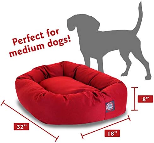 Majestic Pet Bagel Calming Dog Bed, 32 Inch Medium, Round, Washable, Red