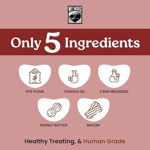 Wet Noses Organic Crunchy Dog Treats – All-Natural, Human-Grade, Non-GMO, Healthy Training & Delicious Snacks for Dogs, for All Dog Sizes & Breeds – Mesquite Bacon, 14oz (2 Pack)