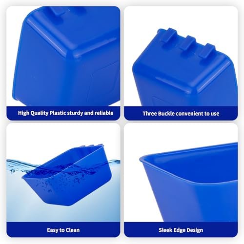 40 Pcs Cage Cups Chicken Feeder Cups 16 oz Hanging Bird Food Water Cups Bunny Cage Feeding Bowl Dish for Pet Parrot Rooster Parakeet Gamefowl Poultry Pigeon Wire Cage(Blue)