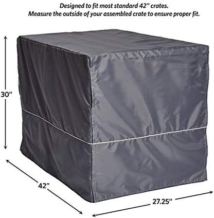 New World Midwest Homes for Pets Large Dog Crate Cover, Polyester Privacy Kennel Cover Fits Most 42-inch Crates, Light Gray, Machine Washable, Reduces Barking & Chewing