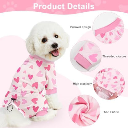 Bienbee Dog Pajamas, 4 Pack Adjustable Onesies for Small to Large Dogs XS