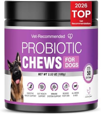 Probiotics for Dogs Dog Probiotics for Digestive Health Probiotic for Dogs Gut Health Itchy Skin Dog Probiotics for Diarrhea Dog Constipation Relief Gas for Dogs Immune Support Chicken Flavor 50ct