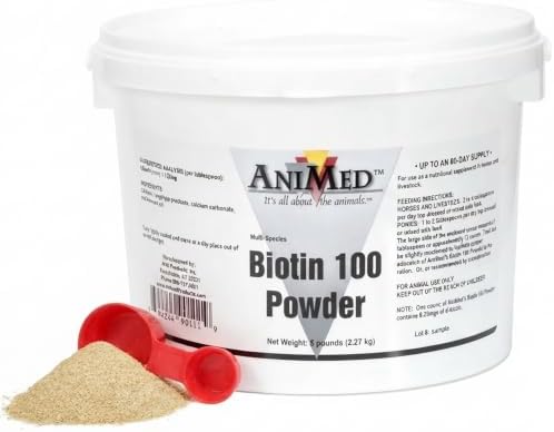 AniMed Biotin 100 Daily Horse Hoof Supplement & Equine Hair Growth Powder 5 lbs