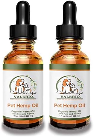 Valerio Pets Hemp Oil for Dogs and Cats - 1 Oz - Hemp Oil Drops with Omega Fatty Acids - Hip and Joint Support and Skin Health (2 Pack - 2 x 1 Oz)