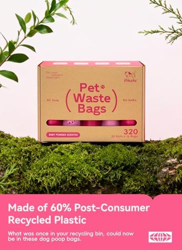 Dog Poop Bags Refill Rolls, 320 Bags, Pink