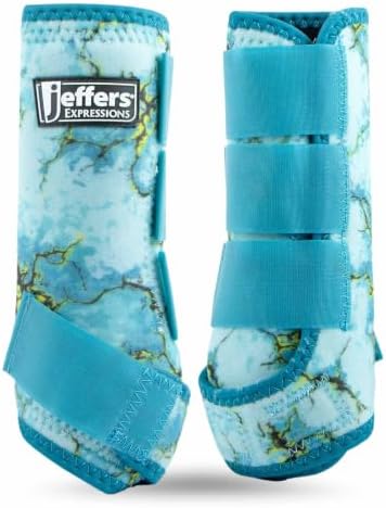 Jeffers Expression Protective Horse Boots, 1 Pair, Medium - Safe Neoprene Leg Guards, Durable Strap Closures, Front & Hind Support, Equestrian Accessories for Travel & Riding - Bisbee Blue