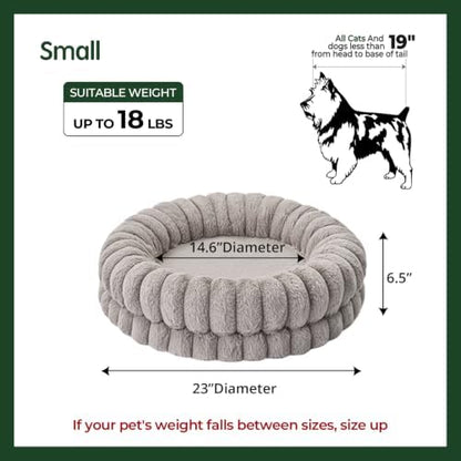 BALANCE Luxury Donut Dog Bed, 24 Inches Round Dog Beds for Small Dogs Washable, Orthopedic Calming Pet Bed for Puppy and Cats with Anti-Slip Bottom (Oatmeal)
