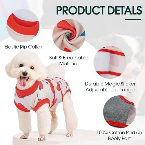 Kuoser Dog Recovery Suit, Female Male Spay Neuter Surgery Suit, Printed, M