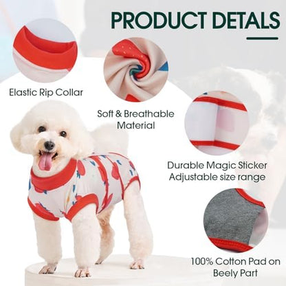 Kuoser Dog Recovery Suit, Female Male Spay Neuter Surgery Suit, Printed,XXL