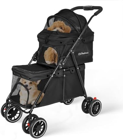 Double Pet Stroller for Dogs and Cats,Cat Strollers for 2 Cats,Black