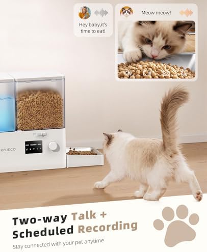 ROJECO Automatic Cat Feeder and Water,Auto Feeder Cat Food with Camera