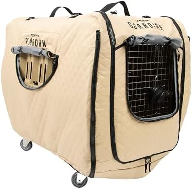 Mammoth Guardian 36” Insulated Dog Kennel Cover – Heavy Duty Weather Resistant Dog Kennel Cover, Indoor & Outdoor Use, Fits 36 Inch Travel Dog Carrier, Wind & Water Resistant, Tie Down D-Rings – Tan