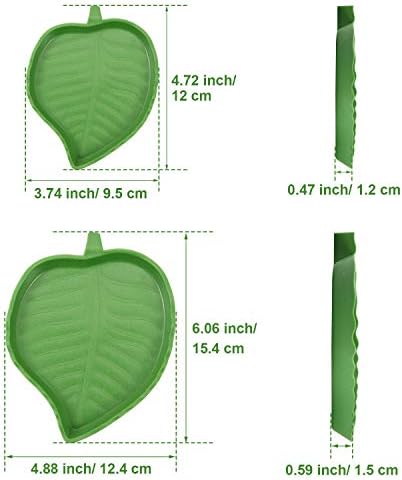 Boao 2 Pieces Leaf Reptile Food Water Bowl Plate Feeding Dish for Tortoise