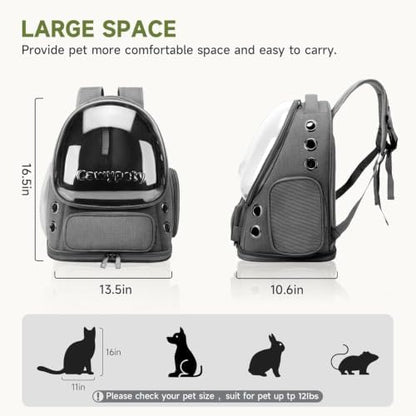 Cawypety Cat Backpack Carrier Large Space Bubble Backpack up to 12lbs Grey