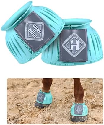 Harrison Howard Rubber Bell Boots for Horses, Hoof Overreach Protection for Horses, w/Upgraded Leather Touch Tape