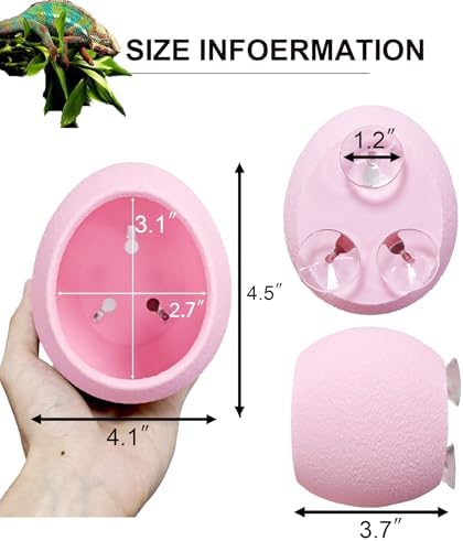 Woyrise Reptile Hide Cave Plastic Egg Shape Hideout, Gecko Hide with Strong Suction Cups Climbing Toys Reptile Shelter Sleeping Cave for Arboreal Reptiles, Frogs, Spiders Terrarium Decor - Pink
