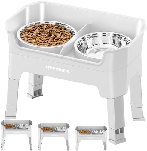 URPOWER Elevated Dog Bowls, 3-in-1 Double Deck Raised Dog Bowl Stand
