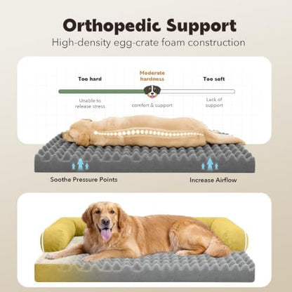 MEKIY Orthopedic Waterproof Jumbo Dog Bed with Bolster for Extra Large Dogs