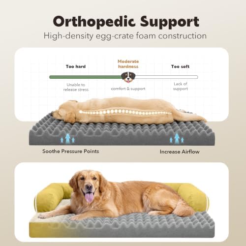 MEKIY Orthopedic XL Dog Bed with Bolster for Extra Large Size Dogs