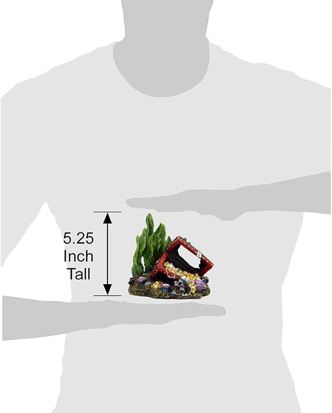 Exotic Environments Sunken Treasure Chest Aquarium Ornament, Small, 5-1/2-Inch by 4-Inch by 5-1/4-Inch