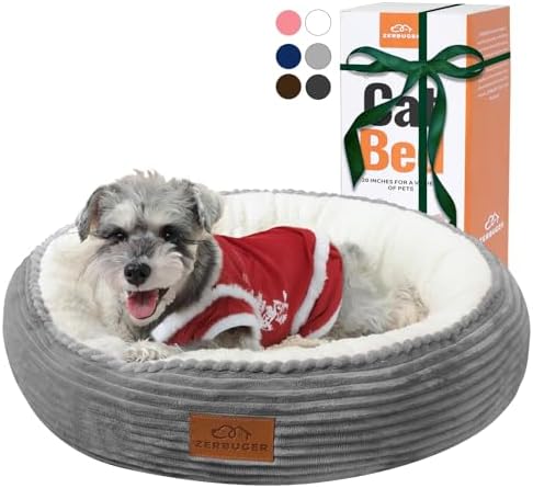 Zerbuger 23in Light Grey Round Dog Bed Sofa for Dogs Cats, Machine Washable
