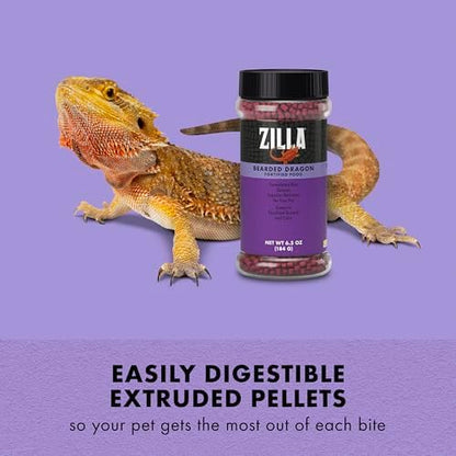 Zilla Bearded Dragon Food, Fortified Pellets, 6.5 Ounces