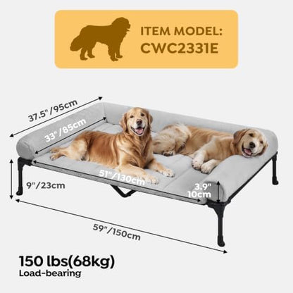 Veehoo Elevated Dog Beds Large Sized Dog with Fluffy Plush Bolster Cushion
