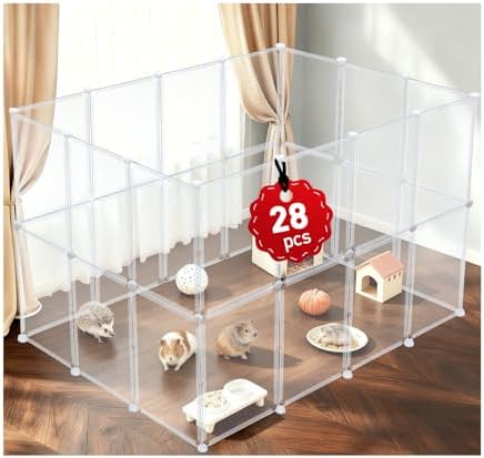 28 Pcs 16.5" H Small Animal Playpen, Indoor Puppy Playpen for Rabbits