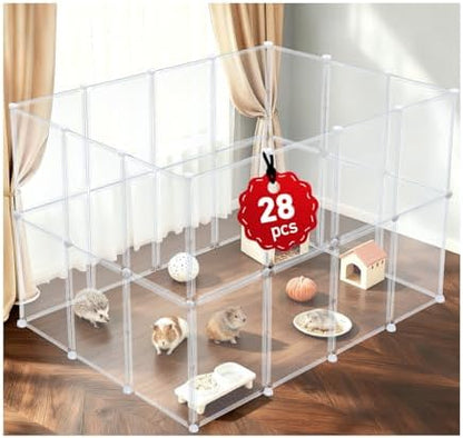 28 Pcs 16.5" H Small Animal Playpen, Indoor Puppy Playpen for Rabbits