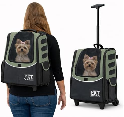 Pet Gear I-GO2 Roller Backpack, Medium Escort, Green Clover