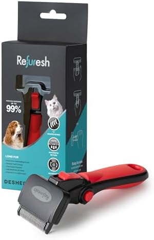 Deshedding Dog Brush for Long Hair (Small,Red) – Gentle Deshedding Tool for Dogs & Cats – Reduces Shedding, Without damaging Topcoat. Removes Loose Fur & Dead Undercoat.