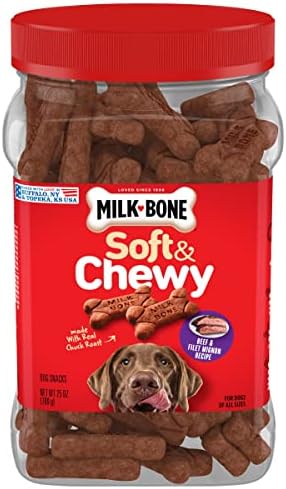 Milk-Bone Soft & Chewy Dog Treats Bundle: Beef & Filet Mignon Recipe 25 Ounce + Real Bacon 25 Ounce