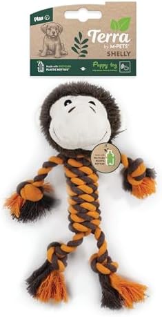 M-PETS Terra ECO Dog Toy – Squeaky Plush Dog Toy Made from Recycled Plastic Bottles, Soft & Durable Eco-Friendly Dog Toy (Shelly, Brown)