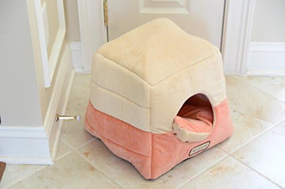 Cat Bed in Orange and Beige
