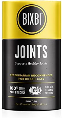 BIXBI Dog & Cat Joint Support, 2.12 oz (60 g) - All Natural Organic Pet Superfood - Daily Mushroom Powder Supplement - USA Grown & USA Made - Veterinarian Recommended for Dogs & Cats