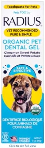RADIUS USDA Organic Canine Pet Toothpaste 1 Unit, 3 oz, Non Toxic Toothpaste for Dogs, Designed to Clean Teeth and Help Prevent Tartar and Remove Plaque, Xylitol Free