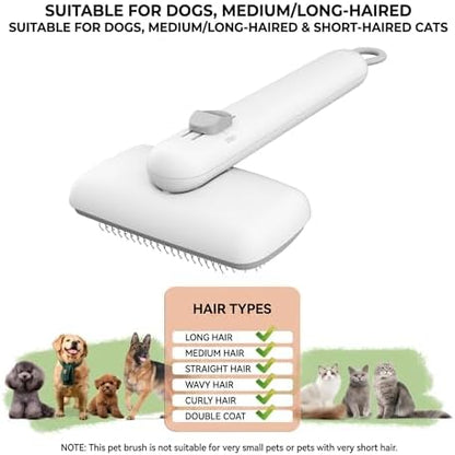 Cat Brushes for Indoor Cat，Pet Steam Brush for Dog Cats Grooming Kit Supplies Hair Grooming for Long Short Hair Cats Dogs (White)