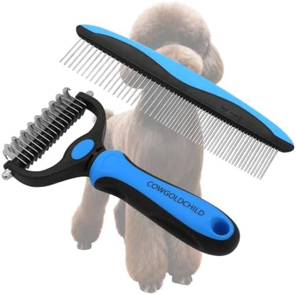 Dog Brush for Shedding - Undercoat Rake for Dogs Deshedding Brush Double-Sided Dematting Comb Pet Pro Grooming Tool Removes Knots Mats Tangled Hair