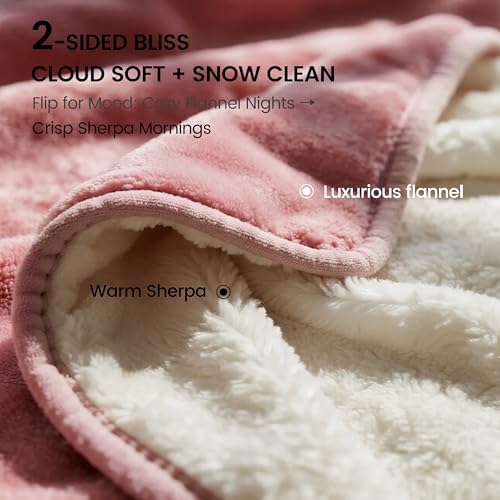 gogobunny Waterproof Bed Blanket, Reversible Sherpa Fleece Throw Blanket for Dog Puppy Cat, Furniture Cover Protects Bed Couch Sofa from Liquid Pee and Pet Fur (Pink, 90x90 inches)