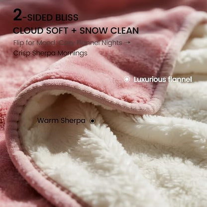 gogobunny Waterproof Bed Blanket, Reversible Sherpa Fleece Throw Blanket for Dog Puppy Cat, Furniture Cover Protects Bed Couch Sofa from Liquid Pee and Pet Fur (Pink, 90x108 inches)