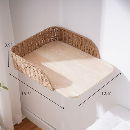 SHENGOCASE 2-Pack Wooden Cat Wall Bed with 3 Steps