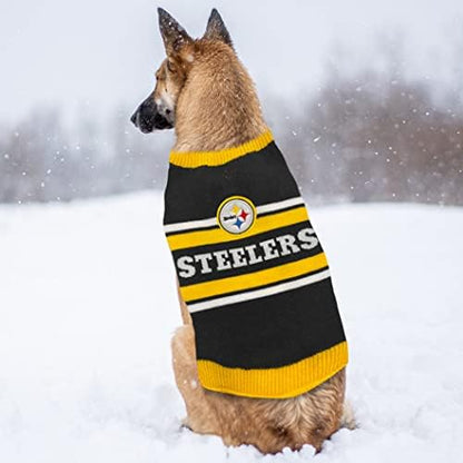 Pets First NFL Pittsburgh Steelers Dog Sweater, Size Extra Small. Warm and Cozy Knit Pet Sweater with NFL Team Logo, Best Puppy Sweater for Large and Small Dogs, Team Color (PIT-4179-XS)