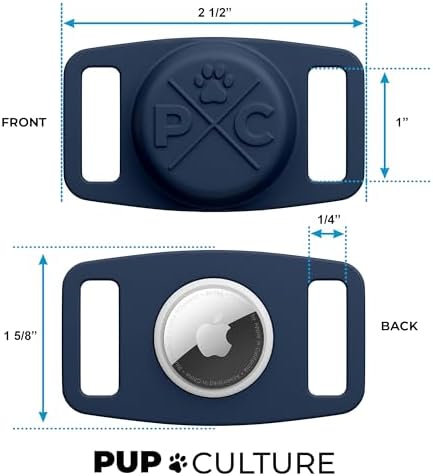 Pup Culture AirTag Dog Collar (2 Pack) | Durable & Protective Dog AirTag Holder - Track Your Pet Using Apple AirTag Technology - Dog Collar AirTag Holder