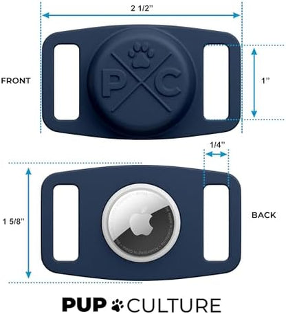 Pup Culture AirTag Dog Collar (2 Pack) | Durable & Protective Dog AirTag Holder - Track Your Pet Using Apple AirTag Technology - Dog Collar AirTag Holder