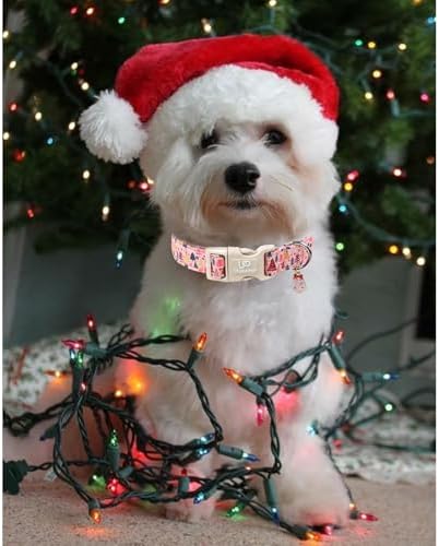 Christmas Dog Collar, Pink Christmas Tree for Dogs, Adjustable Pet Collar with Cute Xmas Tree Pendant, Festive Winter Dog Accessories for Small Medium Large Dogs XL