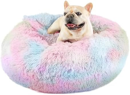 Himax 26in Covered Dog Bed with Blanket Attached Calming Burrow Light Grey