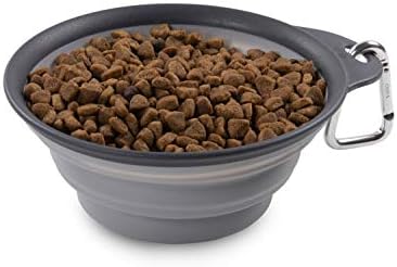 Dexas Pets Collapsible Travel Cup, Large/2 Cup Capacity, Light Gray