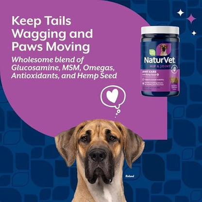 NaturVet Hip & Joint Care with Hemp Seed Supplement for Dogs, 60ct