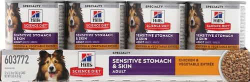 Hill's Science Diet Adult Sensitive Stomach & Skin Wet Dog Food, Chicken & Vegetable, 12.8 oz. Cans, 12-Pack