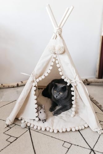 MINICAMP Pet Teepee Bed for Cats – Cozy Cat Beds for Indoor Cats – Luxury Pet House & Hideaway Bed for Cats & Small Animals - Made in EU (Small)
